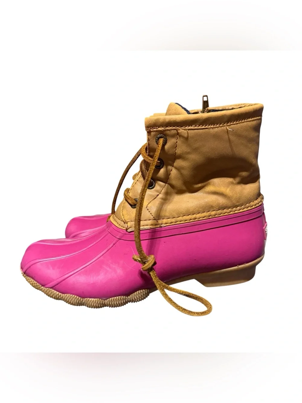 SPERRY- Salt Water Pink/Brown Duck Boot Girls 2Y